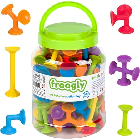 Froogly - 100 Piece Suction Toys | Montessori Toys Bath Toys Construction Building Set Silicone Preschool Toys Daycare Toys Shower Toys Travel Toys for Kids Toddlers Boys Girls Ages 3 4 5 6 Year Old