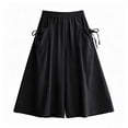 thumbnail image 4 of Aboser Women's Wide Leg Capri Pants Summer Casual Lounge Culottes Plus Size Flowy Capris Elastic High Waisted Cropped Trousers Loose Fits Travel Vacation Pants with Pockets, 4 of 6