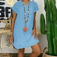 thumbnail image 4 of WEIGFI Womens Summer Dresses Short Sleeve Casual Homewear Outdoor Loose Fit Dress Solid Color Crew Neck Lightweight Stylish Beach Sundress,BU1,XXXL, 4 of 7