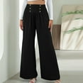 thumbnail image 6 of Boho Pants for Women Beach Pants Lounge Trousers High Waisted Wide Leg Pants Pleated Belly Control Flowy Slacks, 6 of 7