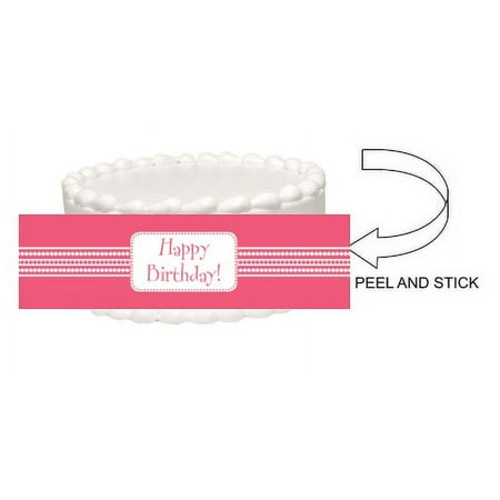 Happy Birthday Dots Peel and Stick Edible Cake Image Wrap Ribbon