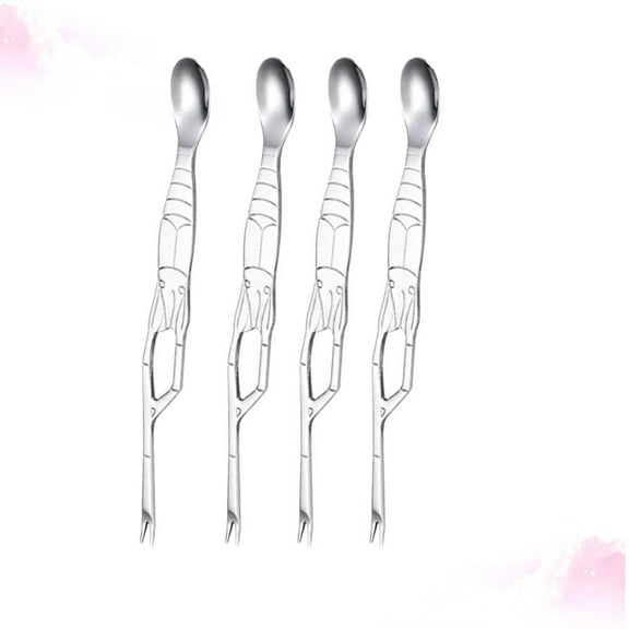 MLINS Stainless Steel Crab Fork Picks Seafood Tool for Crab Legs Lobster and Shellfish Silver 4pcs