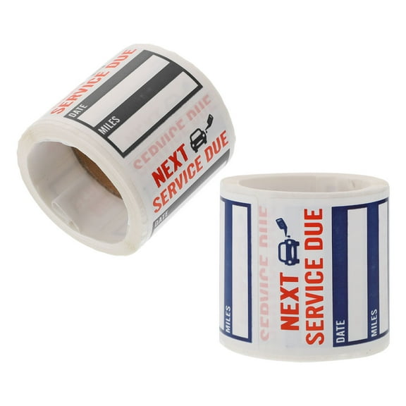 PAMINGONO 2 Rolls of 300Pcs 1.97X1.97X0.04in Black Blue Square Simple Service Due Stickers for Windshield