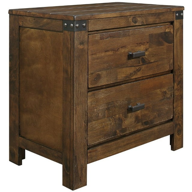 Global Furniture USA Victoria 2 Drawer Nightstand in Rustic Oak