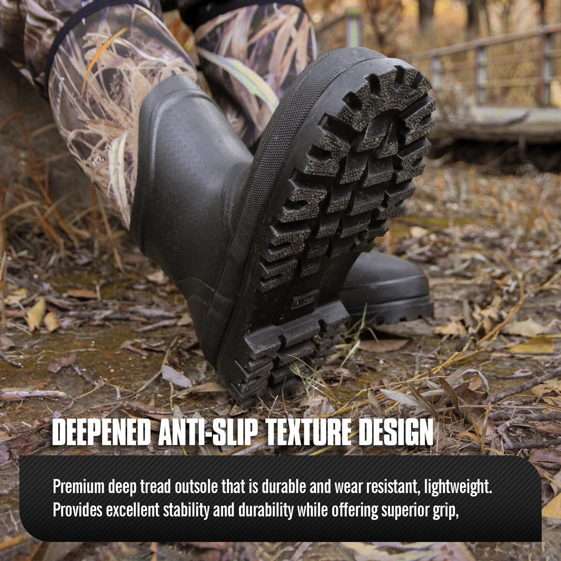 GUGULUZA Hunting Rubber Boots, Waterproof Hunting Boots with 6 mm Neoprene for Men, Insulated Rain Boots for Outdoors, Camo 11 Wide Women/10 Wide Men