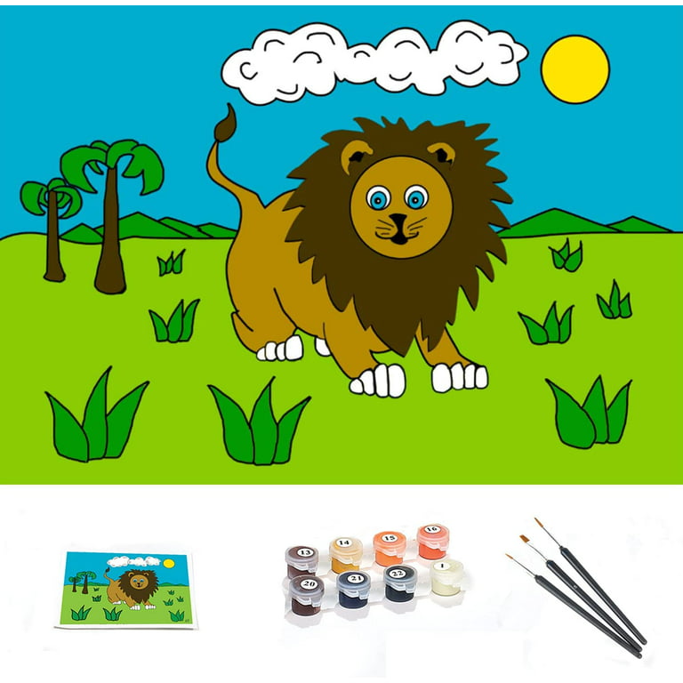 Ledg Beginners Paint by Number Kit - PBN Art Set with Wood Handle Paint  Brushes, Instructions Sets, Paint by Numbers for Kids, Kits Include 12 x