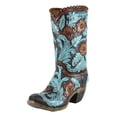 thumbnail image 2 of Turquoise Maroon Floral Scroll Lace Damask Cowboy Boot Vase Planter Figurine 12", 2 of 5