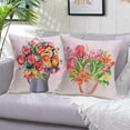 thumbnail image 2 of Floral Farmhouse Pillow Covers 20x20 Inch Set of 4 Vintage Tulip Daisy Peonies Flowers Decorative Spring Pillow Covers Outdoor Flower Pillow Cases Modern Linen Cushion Cover for Sofa, 2 of 6