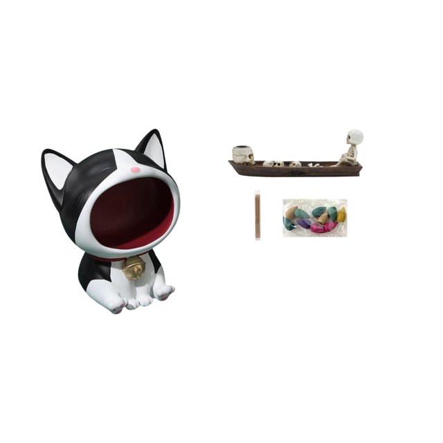 Estatua De Calavera De Gato, Adorno Artesanal, Quemador De Incienso De Barco, Figura Decorativa Para Centro De Mesa, Dormitorio, Escritorio, Sala De Estar, Armario.