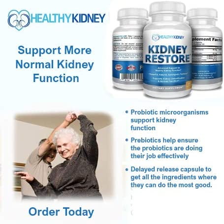 Healthy Kidney Kidney Restore: Kidney Detox Supplement plus Vitamins, for Normal Nutrition, Function & Health, 3 pack