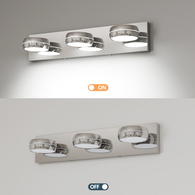 TICOZE 20 Inch 3-Light Modern Chrome LED Vanity Light Bar, 18W Energy-Efficient Bathroom Mirror Lighting Fixture with Cool White Illumination