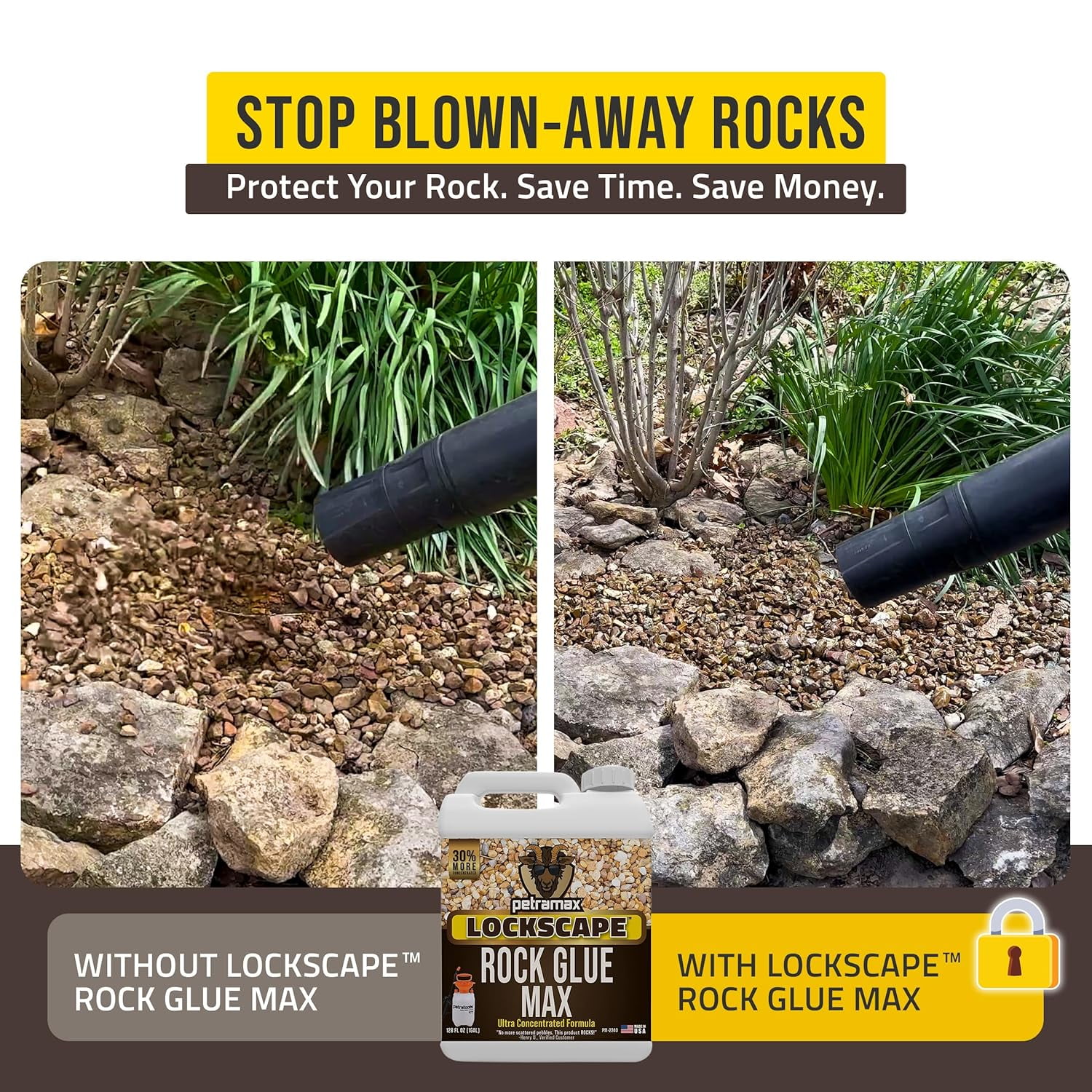 PetraMax Rock Glue for Landscaping and Pebbles with 1-Gallon HD101 Pump Sprayer Bundle