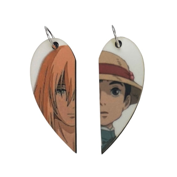 Howl & Sophie Matching Heart Necklaces or Keyrings | Howl's Moving Castle Couples Gift | Miyazaki Gifts for Him or Her