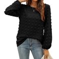 thumbnail image 2 of Women Chiffon Blouses Long Sleeve Crewneck Top Dressy Casual Loose Pompom Shirts, 2 of 9