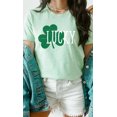 thumbnail image 3 of White Lucky with Green Shamrock Graphic Tee T-Shirt, 3 of 4