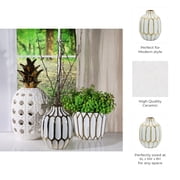 Sagebrook Home Elegant Ceramic Vase for Living Room and Home Accent - Modern Flower Vase for Room, Bedroom, and Office - 8, White & Gold