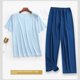 thumbnail image 1 of Ropa de dormir de seda de hielo para hombre, ropa holgada de manga corta para el hogar, conjunto informal grande para interiores y exteriores, talla fina, cómodo, para verano, 1 of 5
