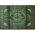 thumbnail image 1 of Ahgly Company Machine Washable Indoor Rectangle Persian Turquoise Blue Traditional Area Rugs, 8' x 12', 1 of 4