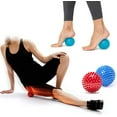 thumbnail image 3 of 8cm Soft Spiky Massage Ball Trigger Point Therapy Reflexology Stress Relief Exercise Balls, Blue & Red, 3 of 5
