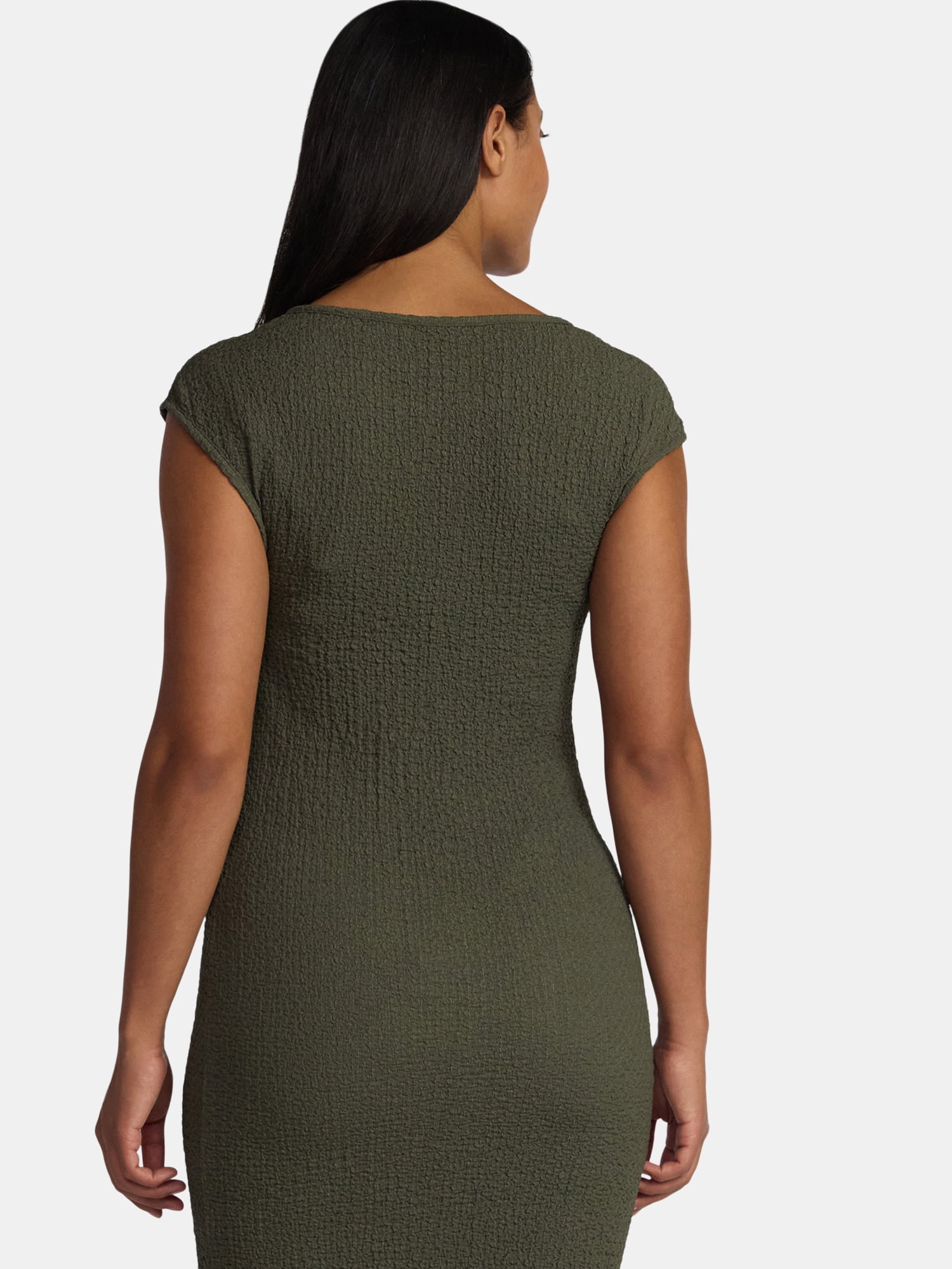 Time and Tru Maternity Women's Textured Dress with Cap Sleeves, Sizes S-XXL