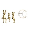 thumbnail image 1 of Escultura de familia de conejos con estante de pared metálico moderno, exhibidor multifuncional para coleccionables y decoración de mesa o vitrina., 1 of 8