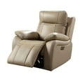 thumbnail image 2 of Benjara Gape 37 Inch Power Recliner, Lumbar Padded, USB Port, Leather, Light Brown, 2 of 2
