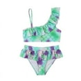 thumbnail image 2 of Kids Girls 2PCS Tankini Bikini Swimsuits Princess Mermaid Costume Halter Tops with Bottoms Swimwear Bathing Suits, 2 of 8