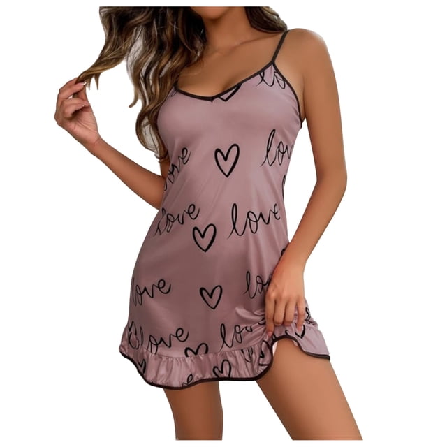 Lencería de mujer Carta de amor Impreso Tentación Babydoll Ropa interior Ropa de dormir Camisola Camisón Fridja nalpqowj43883