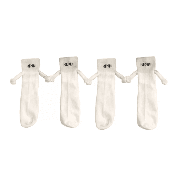 Calcetines Con Manitas Y Ojos Magneticos Para Pareja 2 Par blanco