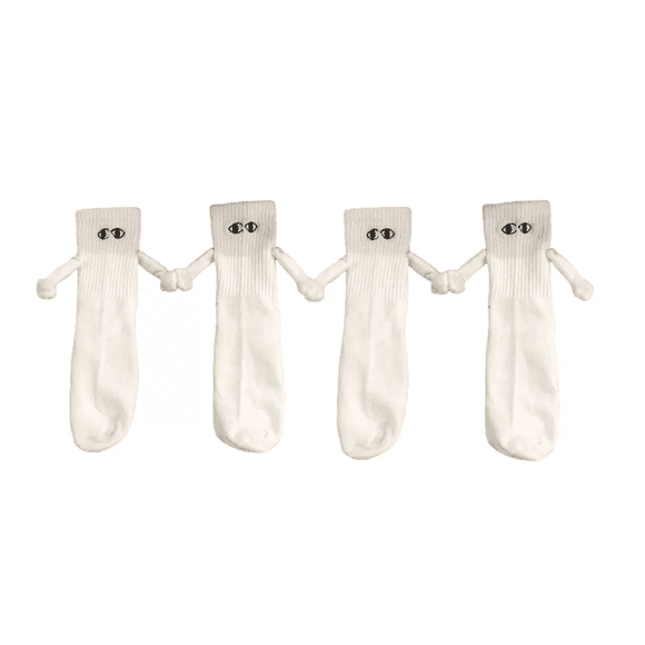 Calcetines Con Manitas Y Ojos Magneticos Para Pareja 2 Par blanco