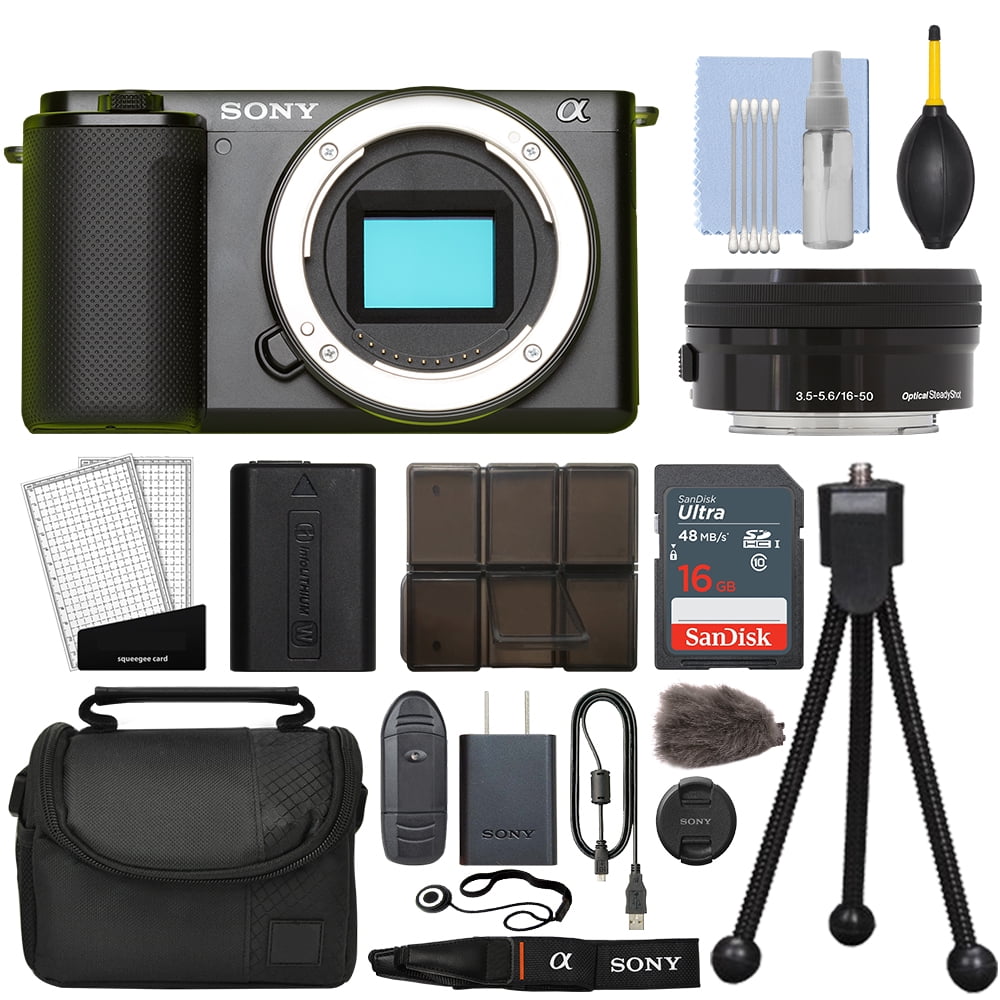 Sony ZV-E10 Camera Body Black + 3 Lens Kit 16-50mm OSS + 32GB + Flash & More