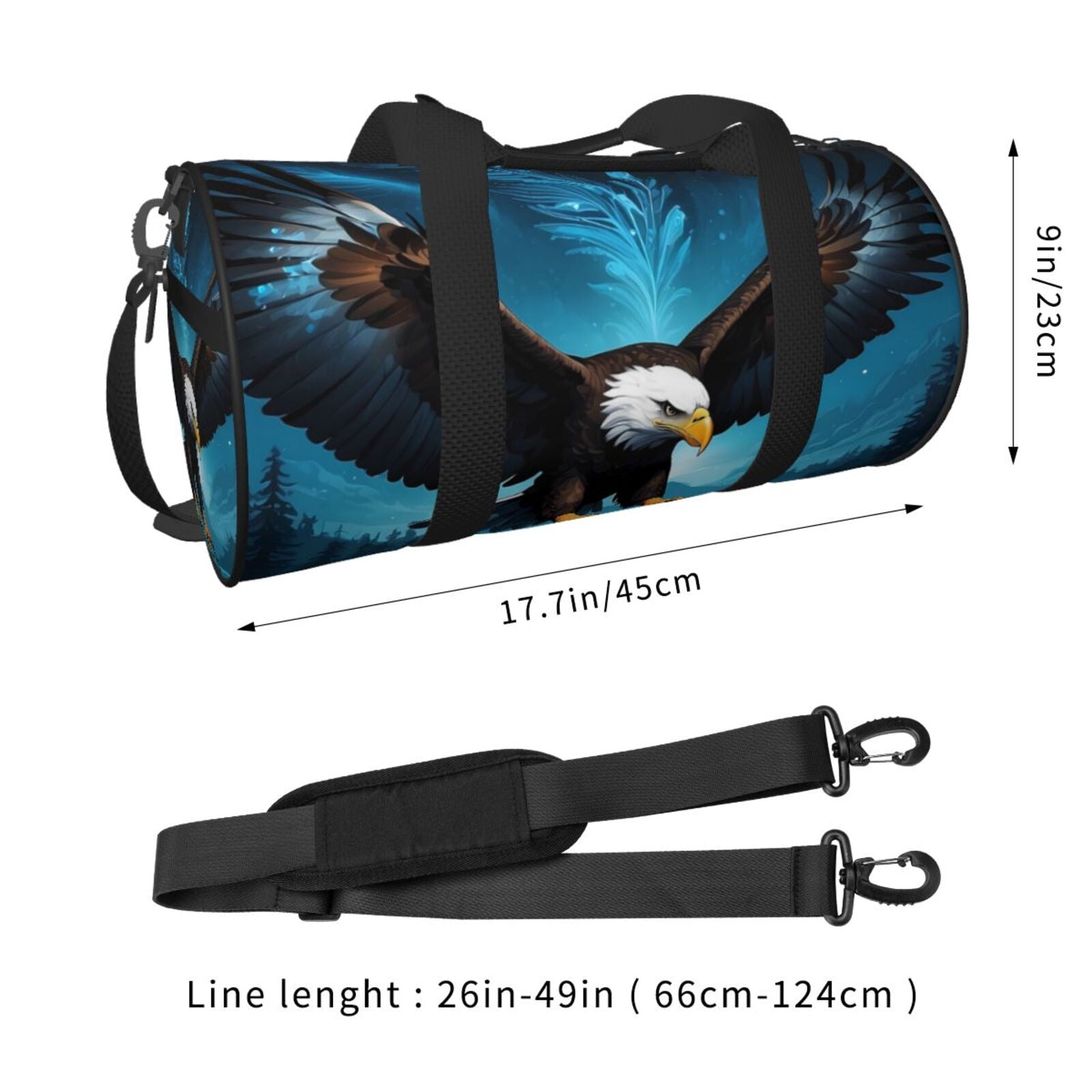 Defioc Night Sky Forest Bald Eagle for Travel Duffle Bag,Weekender Bag Carry On Tote Bags Hospital Bag Large Capacity Sport Gym Bag for Men Women Fit for Trave, Gym,Weekend