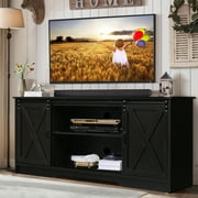 Farmhouse Coffee Bar Cabinet with Storage, 58’’Buffet Sideboard Cabinet with Sliding Barn Doors and 2 Adjustment Shelves, Kitchen Sideboard Cabinet for Dining Living Room