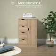 thumbnail image 3 of HOMCOM Freestanding Storage Cabinet, Bathroom Floor Cabinet with 4 Drawers and Door, Oak, 3 of 9