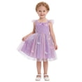 thumbnail image 7 of IBTOM CASTLE Toddler Flower Girl Dress, Flutter Sleeve Floral Embroidery Smocked Tulle Tutu Princess Dresses for Birthday Wedding Purple Floral, 7 of 7