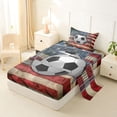 thumbnail image 2 of Erosebridal Teens Sport Soccer Gamer Twin Sheet Sets 3pcs,Boys Abstract Ombre American Flag Bedding, 2 of 5