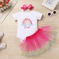 thumbnail image 4 of IBTOM CASTLE Infant Baby Girls 1st Birthday Outfits Short Sleeve Romper + Tutu Skirt + Headband 3PCS Set for Cake Smash Photoshoot 1 Year Hot Pink, 4 of 8
