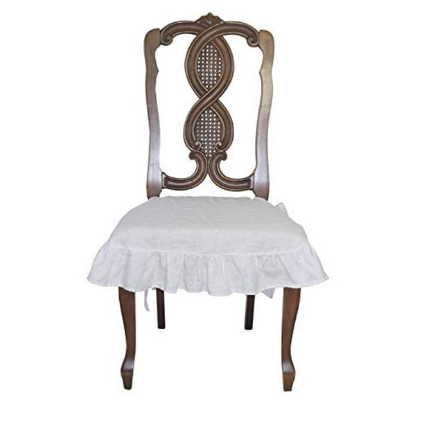 Linen Chair Seat Cover 4 Sided Ruffle Large White Walmart