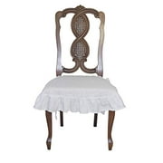 Belle housse de siège de chaise en lin à volants 4 côtés grand (blanc)