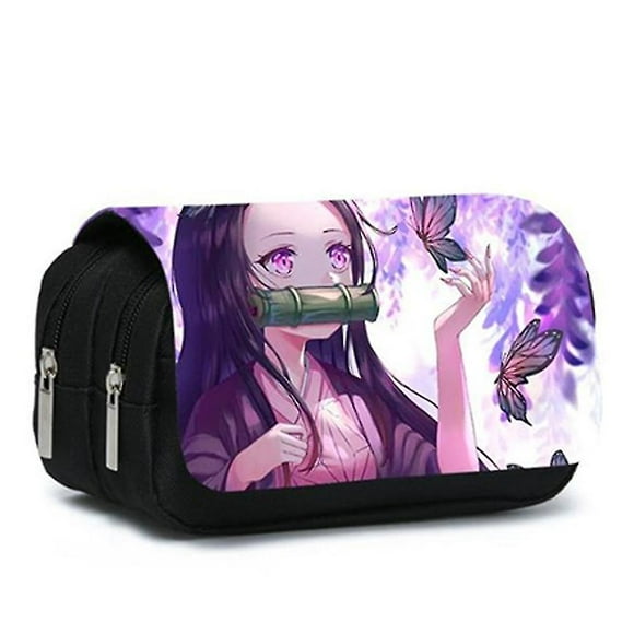 Demon Slayer Pencil Case Large Capacity Stationery Case Student Pen Pouch Double Layers Stationery Organizer Kids Fans Gifts
