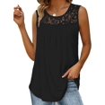 thumbnail image 1 of Camisa Plisada de Encaje Sin Mangas, Blusa de Verano, Túnica Negro XL, 1 of 4