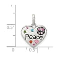 thumbnail image 2 of 925 Sterling Silver Solid Polished Love Heart Peace Charm 18x15mm Wide Pendant Necklace for Women, 2 of 2
