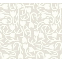 ohpopsi Aino Taupe Tiny Tulip Unpasted Non Woven Wallpaper, 19.7-in by 33-ft., 54.2 sq. ft.