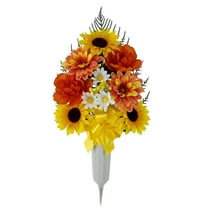 Mainstays 21.5in Outdoor Artificial Flowers in Vase, Yellow Sunflower.