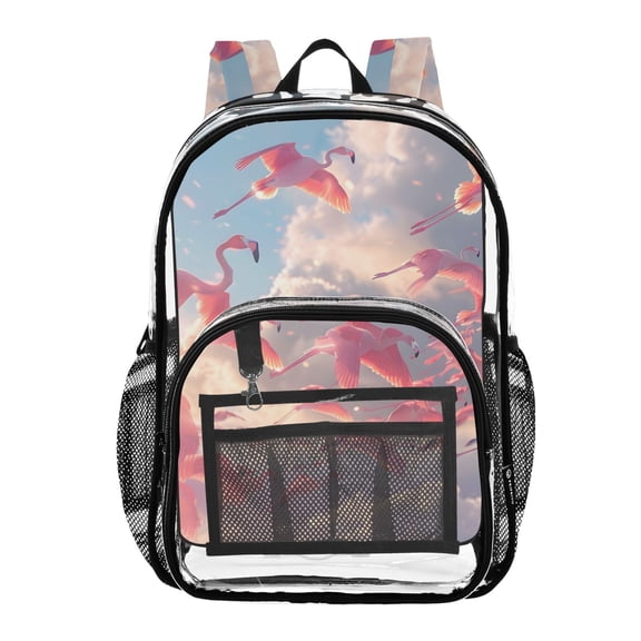 ALAZA Clear Backpack Many Flamingos Flying PVC Transparent BookBag