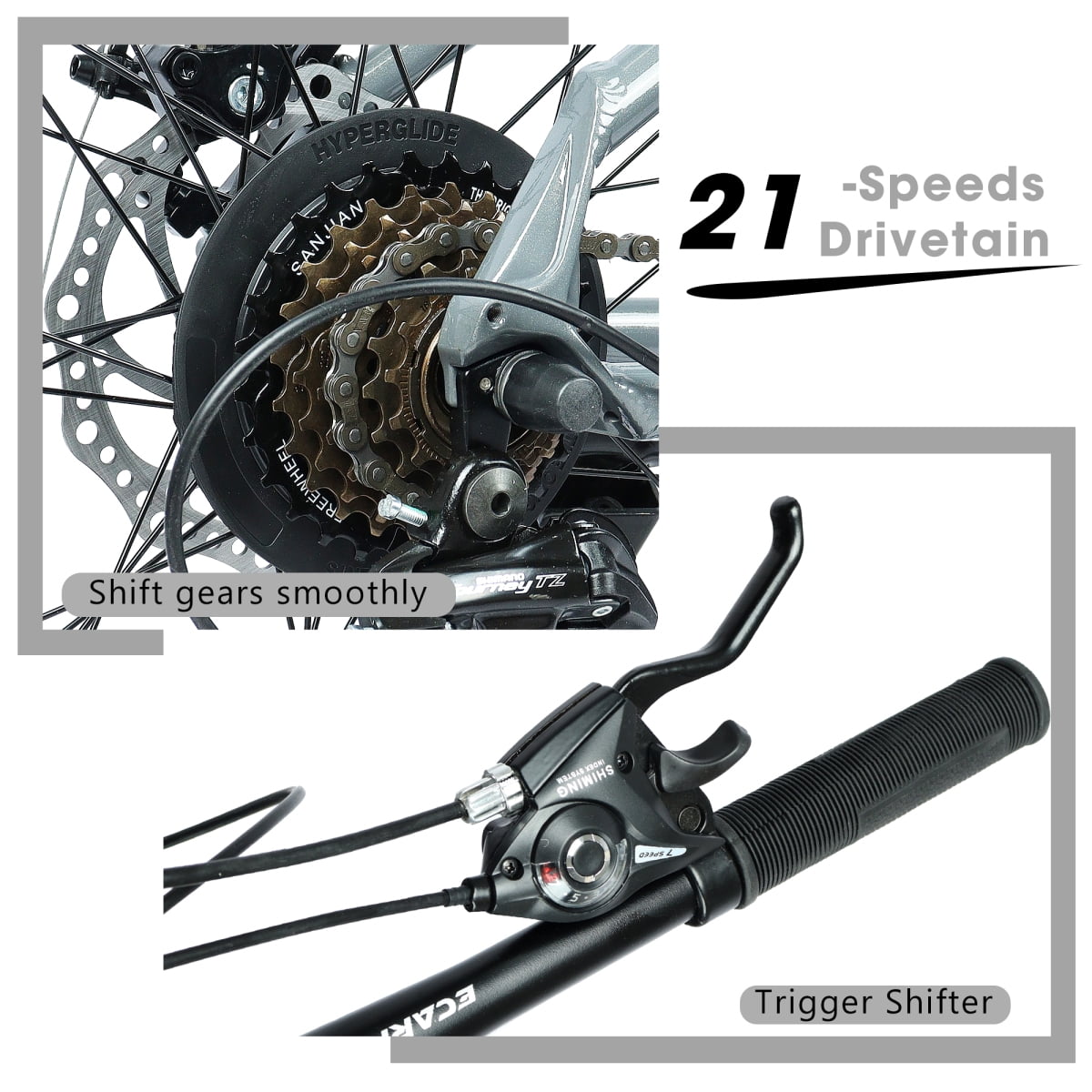 26 Inch All-Terrain Mountain Bike with Disc Brakes, 21-Speed Drivetrain, Steel Frame Front Suspension MTB for Men & Women, Trail Riding & Outdoor Cycling