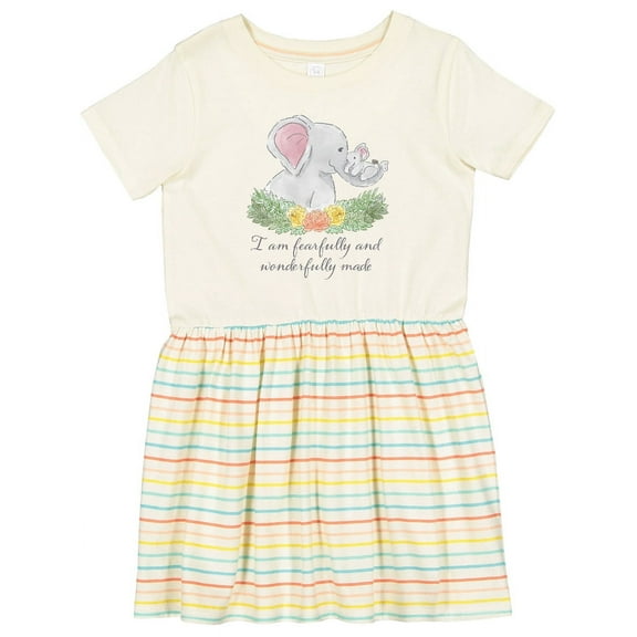 Inktastic I Am Fearfully and Wonderfully Made Cute Elephants Girls Toddler Dress