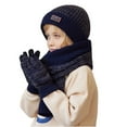 thumbnail image 3 of GYRATEDREAM Toddler Girls Boys Winter Knit Hat Scarf Mittens Set Hats Beanie Knit Neck Warmer Gloves Fleece Lined Set, 3 of 4