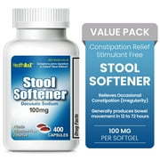 HealthA2Z® Stool Softener | Docusate Sodium 100mg | 400 Capsules | Gentle Constipation Relief