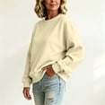 thumbnail image 6 of Womens Crewneck Pullover Tops Long Sleeve Solid Color Lightweight Casual Sweatshirts, 6 of 6